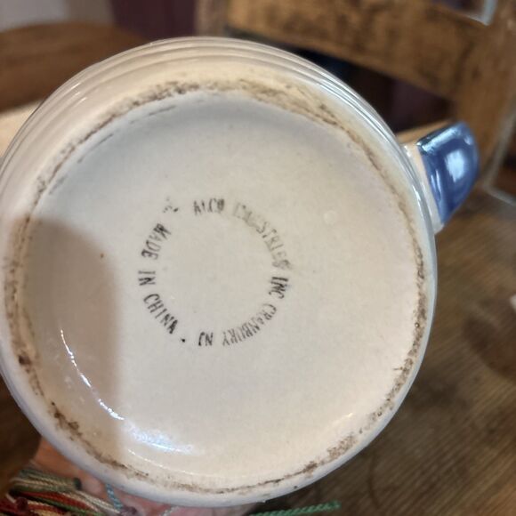 Vintage Alco Blue Rooster Ceramic Painted Pitcher - Picture 6 of 6